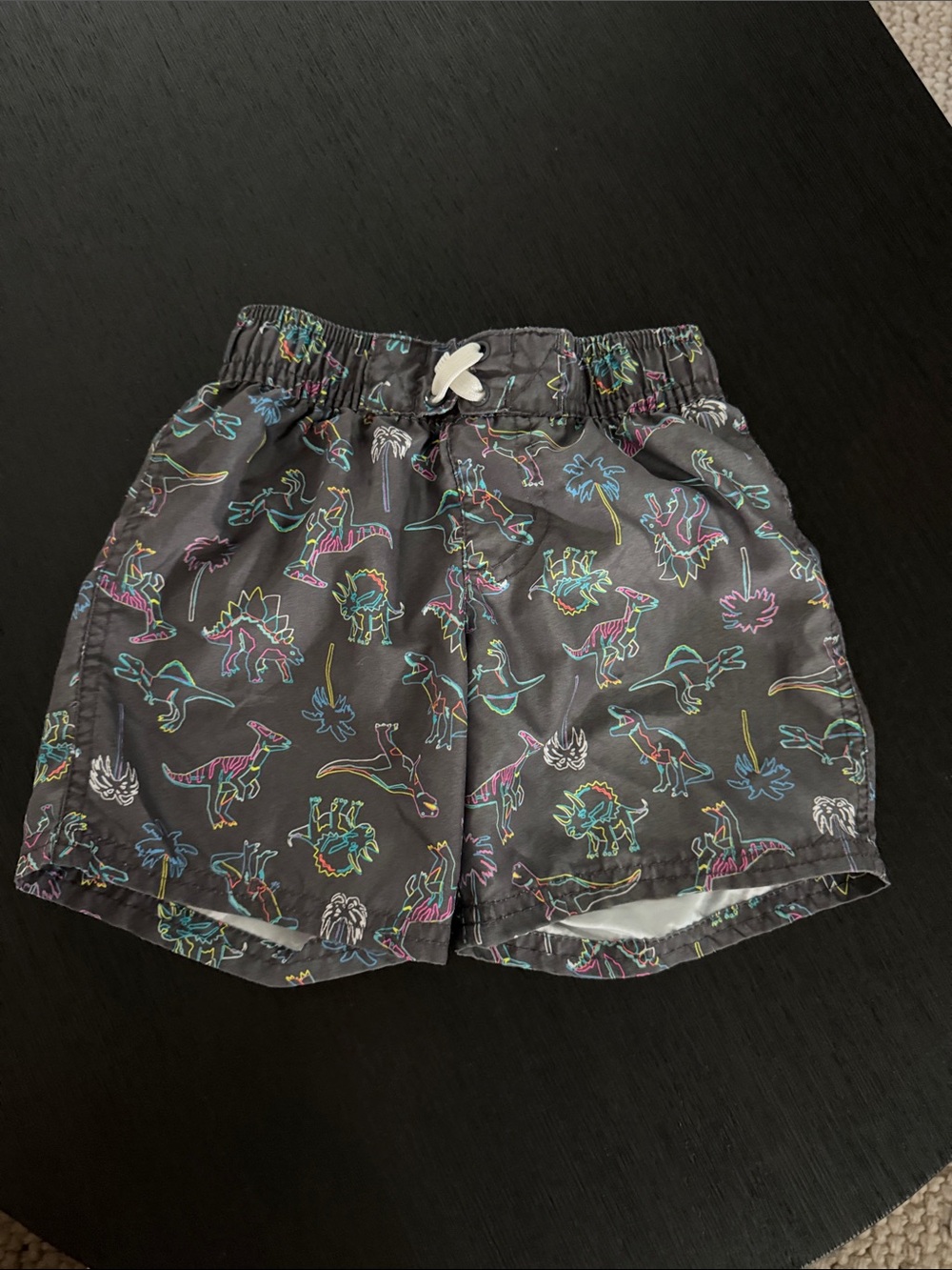 Cat & Jack Kids Grey Dinosaur Print Swim Shorts 5T